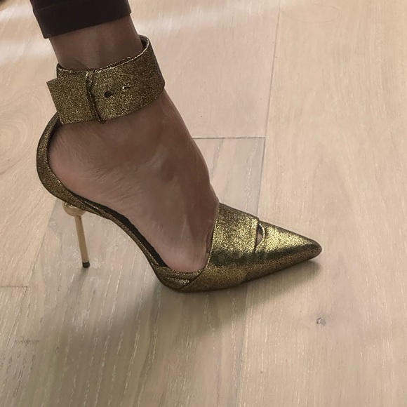 Roger Vivier Gold Ankle Strap Heels